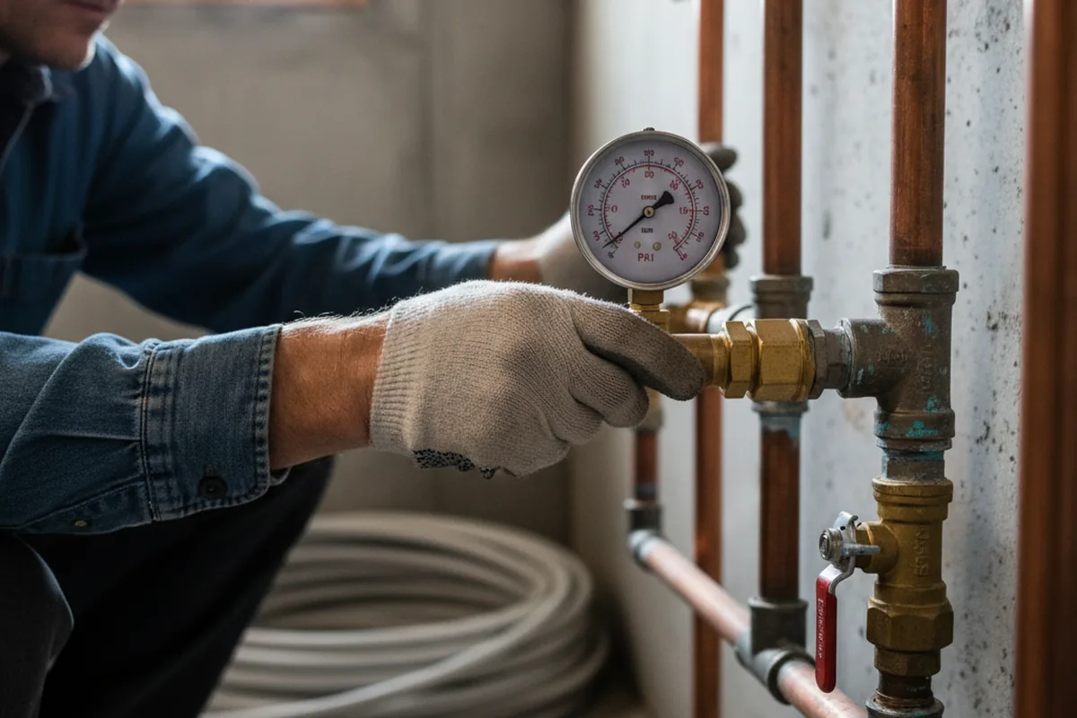 Pressure testing a repaired line during Water Line Repair in Argyle